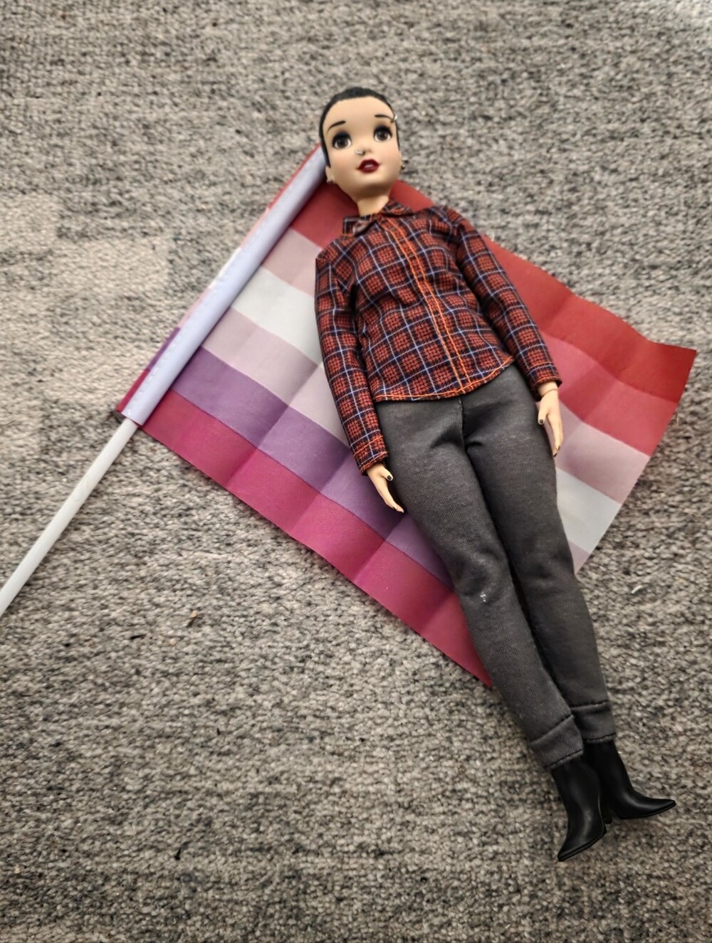 OOAK PRIDE Curvy Doll with Short Hair and Piercings